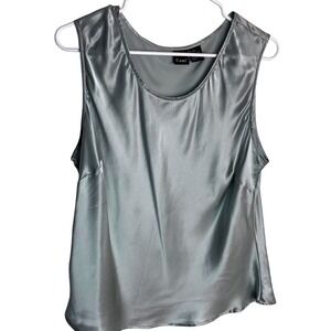 Cami Womens Silk Camisole Sz 18 Ice Blue Satin Sleeveless Scoop Neck Minimalist